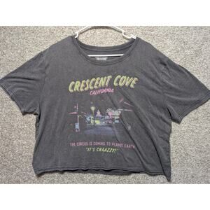 Womens Crop Top Tshirt Black Beginning Boutique West Coast California Graphic XL